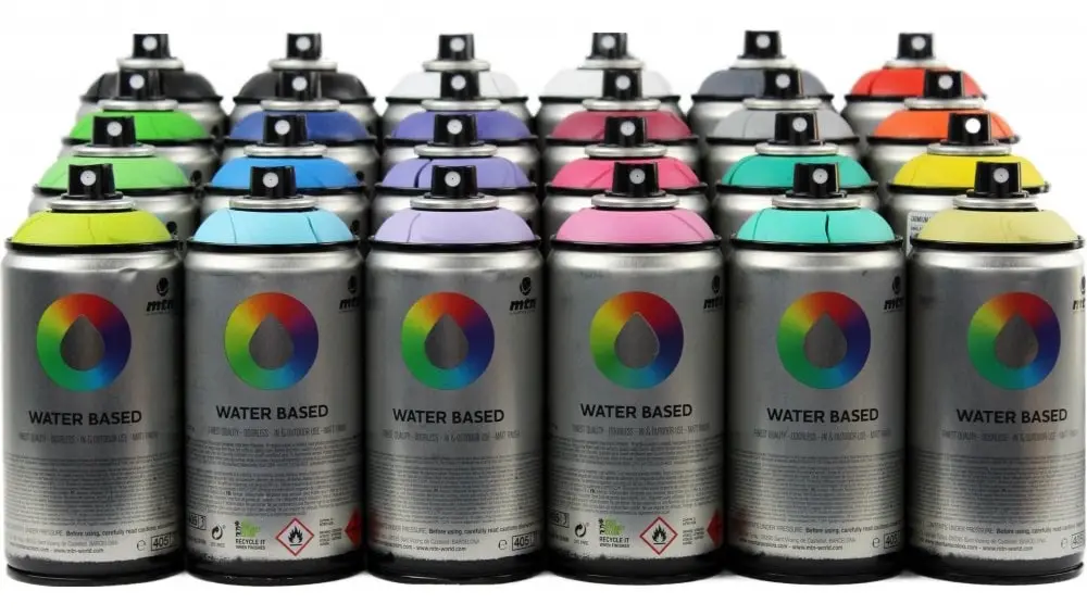 Water based graffiti spray cans