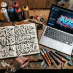 Ai graffiti generator next to a blackbook